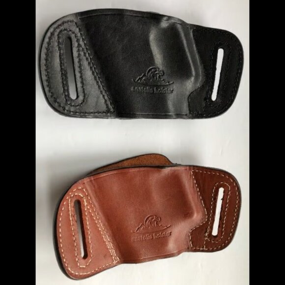 GLOCK 19 Walther PPQ OWB Quick Slide Leather Holster Black  ONLY - Picture 5 of 5